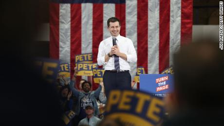 Buttigieg speaks during a campaign event held at the Loras College Fieldhouse on February 1, 2020 in Dubuque, Iowa.