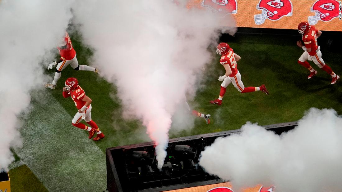 The Chiefs take the field during pregame introductions.