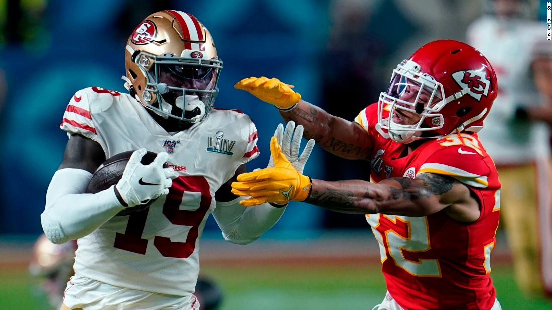 Kansas City safety Tyrann Mathieu tries to tackle Samuel.