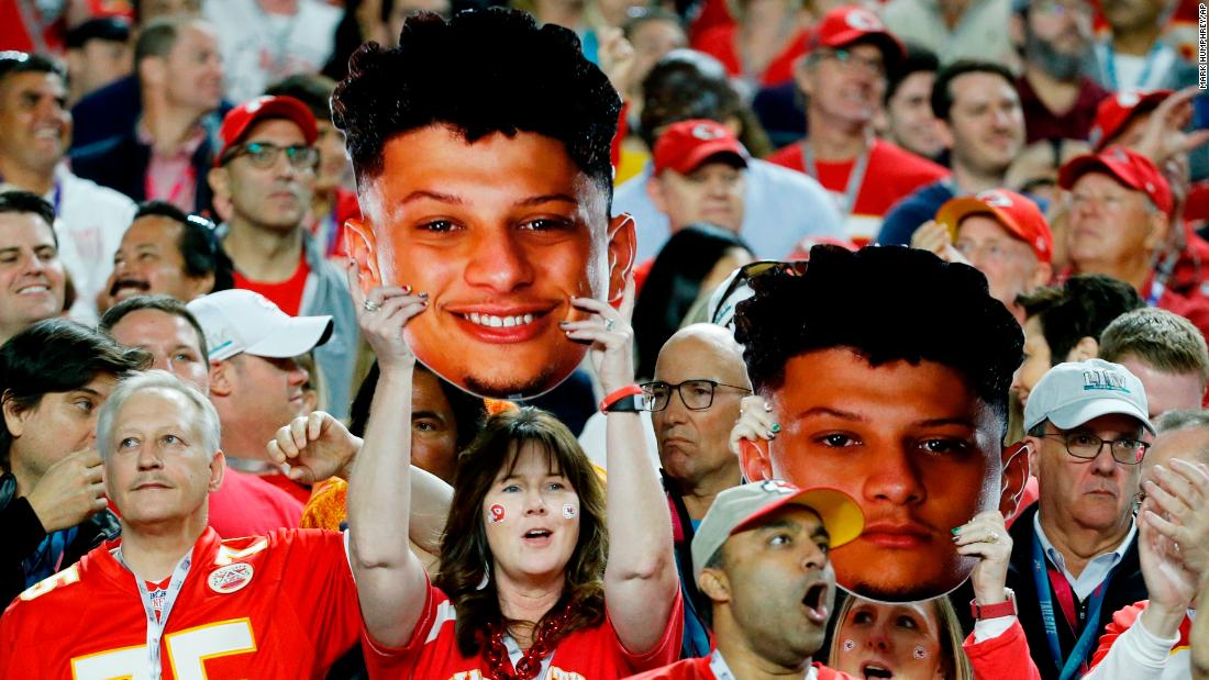 Chiefs fans cheer on Mahomes in the first half.