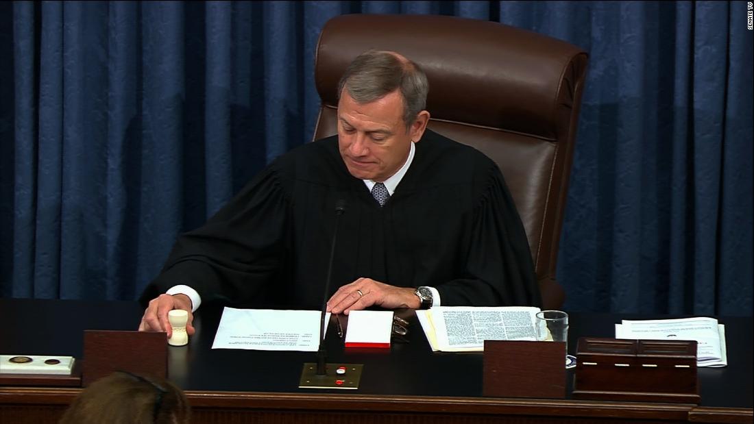 Roberts ends the impeachment trial after Trump was acquitted.