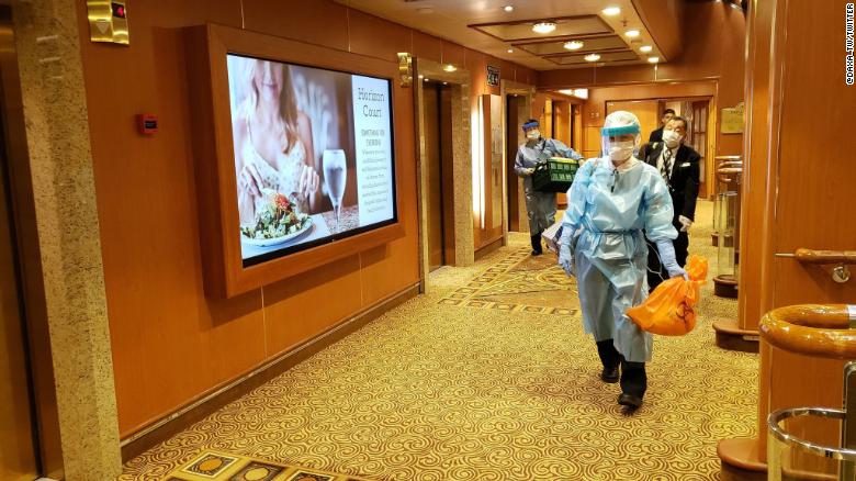Health authorities were screening guests on the Diamond Princess Tuesday.