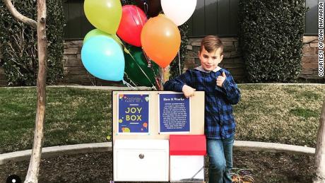 Levi Navarra pictured with his Joy Box on &#39;opening day.&#39;