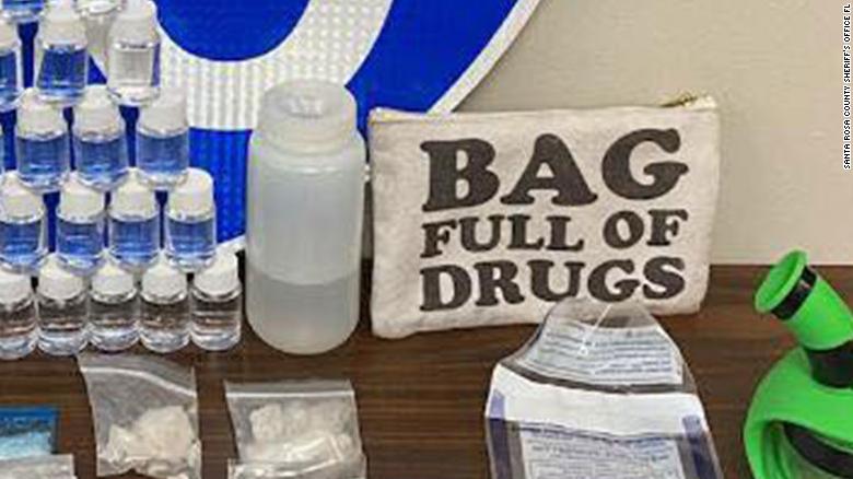 A bag full of drugs is seen on display by the Santa Rosa County Sheriff&#39;s Office.