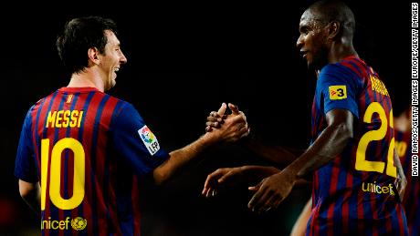 Messi and Eric Abidal were teammates together at Barcelona. 