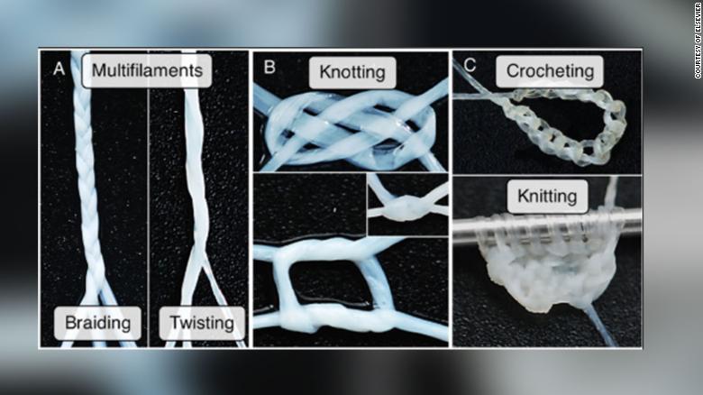 Photos from the study show how the yarn can be manipulated.
