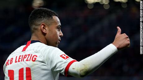 Leipzig&#39;s US midfielder Tyler Adams reacts during the German first division Bundesliga football match RB Leipzig v  FC Augsburg in Leipzig, eastern Germany, on December 21, 2019. (Photo by Ronny Hartmann / AFP) / DFL REGULATIONS PROHIBIT ANY USE OF PHOTOGRAPHS AS IMAGE SEQUENCES AND/OR QUASI-VIDEO (Photo by RONNY HARTMANN/AFP via Getty Images)