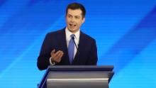 MANCHESTER, NEW HAMPSHIRE - FEBRUARY 07: Democratic presidential candidate former South Bend, Indiana Mayor Pete Buttigieg participates in the Democratic presidential primary debate in the Sullivan Arena at St. Anselm College on February 07, 2020 in Manchester, New Hampshire. Seven candidates qualified for the second Democratic presidential primary debate of 2020 which comes just days before the New Hampshire primary on February 11. (Photo by Joe Raedle/Getty Images)