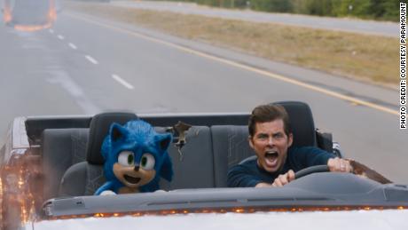 Sonic (Ben Schwartz) and James Marsden in &#39;Sonic the Hedgehog.&#39; (Courtesy Paramount Pictures and Sega of America.)