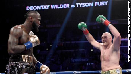 Tyson Fury baits Deontay Wilder in the second round of their 2018 fight, which ended in a draw.