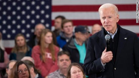 Democratic presidential candidate and former Vice President Joe Biden speaks during a campaign rally, Sunday, Feb. 9, 2020, in Hudson, N.H. (AP Photo/Mary Altaffer)