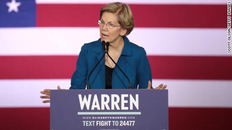 Warren speaks at her primary night event on February 11, 2020 in Manchester, New Hampshire. New Hampshire voters cast their ballots today in the first-in-the-nation presidential primary. 