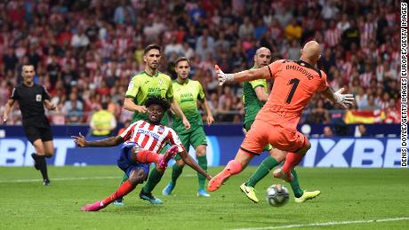 Partey scores against SD Eibar in La Liga at Wanda Metropolitano on September 01, 2019.