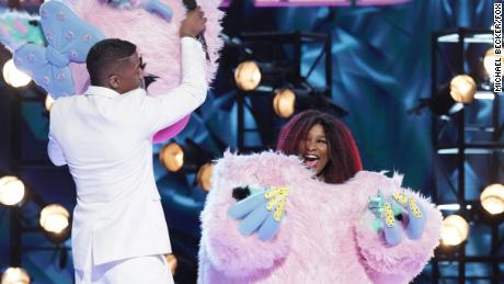 &quot;The Masked Singer&quot; host Nick Cannon reveals Chaka Khan as the voice under the Miss Monster mask.