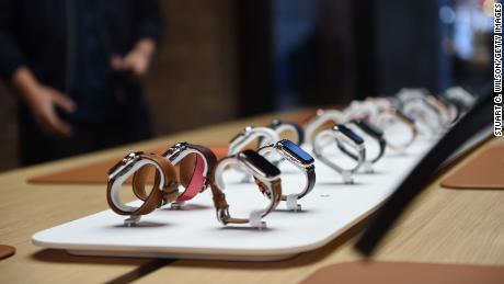 LONDON, ENGLAND - OCTOBER 26:  General view of the Apple Watch during the Apple Covent Garden re-opening and iPhone XR launch at Apple store, Covent Garden on October 26, 2018 in London, England.  (Photo by Stuart C. Wilson/Getty Images)