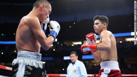 Francisco Fonseca, left, and Ryan Garcia in the ring shortly before Garcia knocked out Fonseca. 