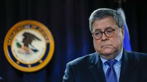 DETROIT, MI - DECEMBER 18: U.S. Attorney General William Barr waits to speak at an announcement a new Crime Reduction Initiative designed to reduce crime in Detroit on December 18, 2019 in Detroit, Michigan. (Photo by Bill Pugliano/Getty Images)