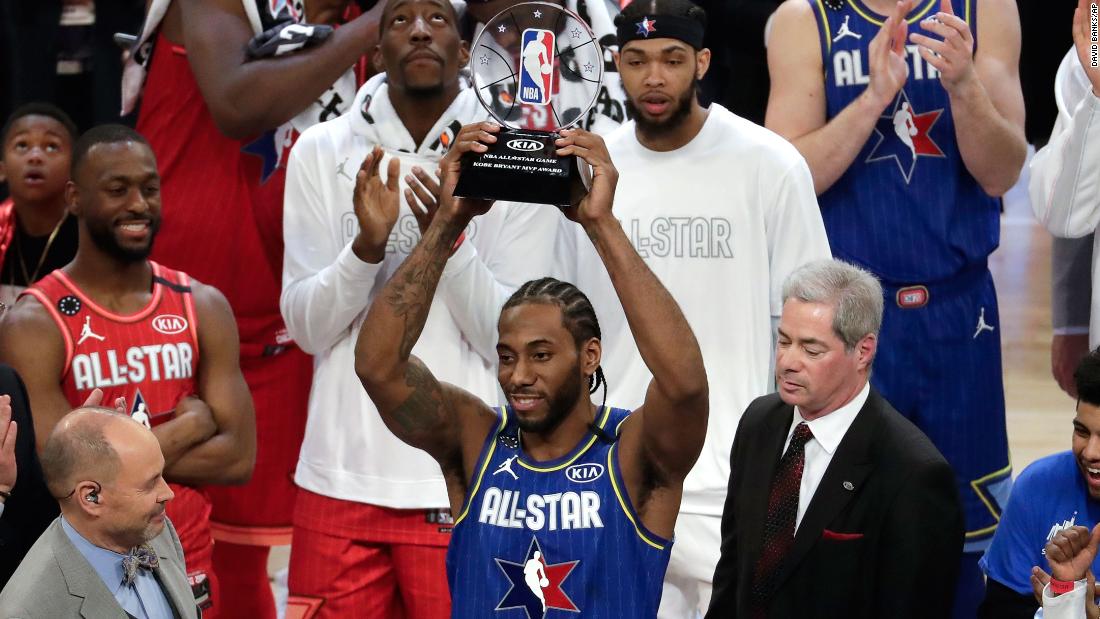 Kawhi Leonard Named The First Winner Of The Kobe Bryant Mvp Award At The Nba All Star Game Cnn