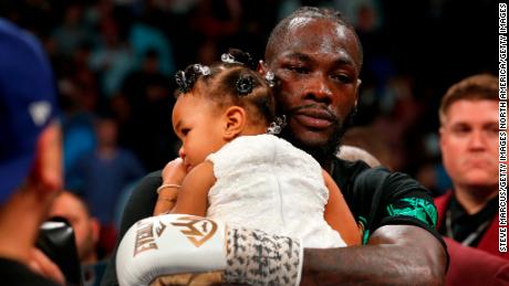 LAS VEGAS, NEVADA - NOVEMBER 23:  WBC heavyweight champion Deontay Wilder holds his daughter Kaorii Wilder, 18-months, in the ring after defeating Luis Ortiz in a title fight at MGM Grand Garden Arena on November 23, 2019 in Las Vegas, Nevada. Wilder retained his title with a seventh-round knockout.  (Photo by Steve Marcus/Getty Images)