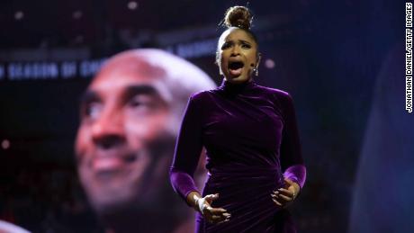 Jennifer Hudson performs a tribute to Kobe Bryant before the NBA All-Star Game.