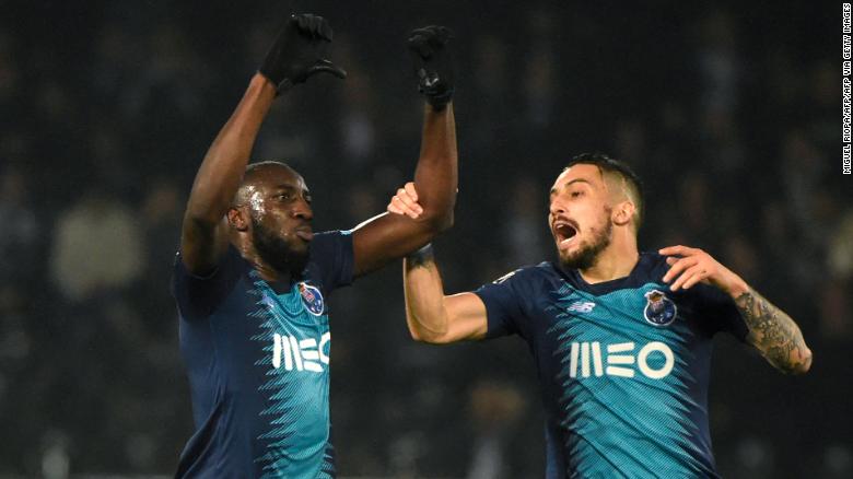 FC Porto&#39;s Moussa Marega reacts after hearing racists chants Sunday. 