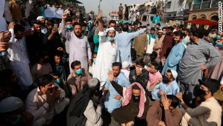 Residents in Karachi demonstrate against the government on Tuesday. 