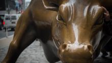 The Wall Street Bull sculpture is seen in the Financial District on December 8, 2016 in New York.  (Photo by Bryan R. Smith/AFP/Getty Images)