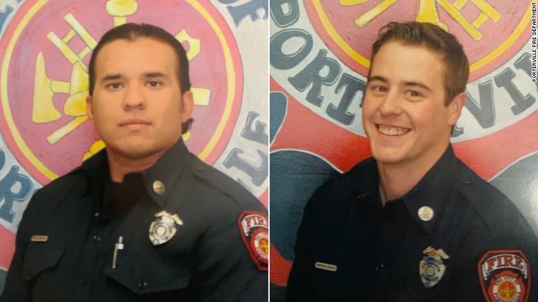 Porterville Fire Capt Raymond Figueroa, left, was killed and Patrick Jones is unaccounted for.