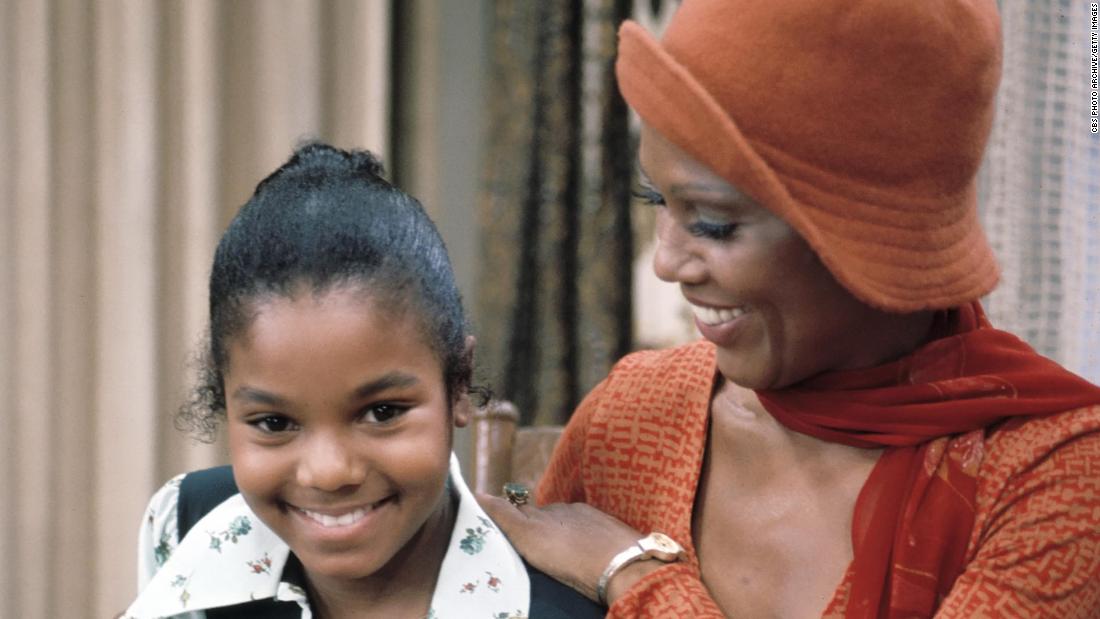 Actresses Ja'Net DuBois (right) and Janet Jackson (left)