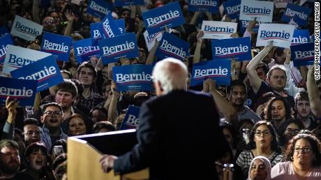 Bernie Sanders speaks after winning the Nevada caucuses during a campaign rally at the Cowboys Dancehall on February 22, 2020 in San Antonio, Texas. 