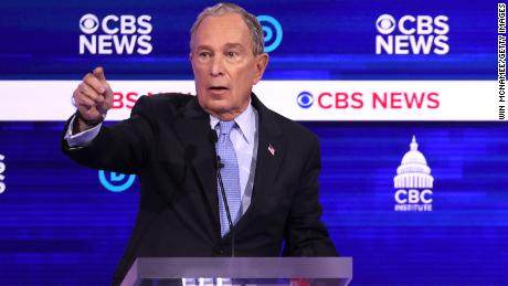 Democratic presidential candidate former New York City Mayor Mike Bloomberg speaks during the Democratic presidential primary debate at the Charleston Gaillard Center on February 25, 2020 in Charleston, South Carolina.