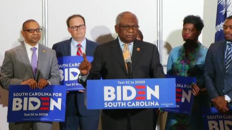 Rep James Clyburn (at center) endorses Joe Biden for President before the 2020 South Carolina primary earlier this year.