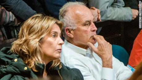 Leah and Ethan Elder, parents of American student Finnegan Lee Elder, attend the opening of their son&#39;s trial in Rome on Wednesday.