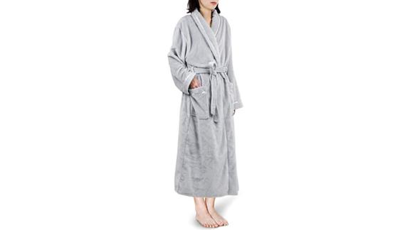 Pavilia Premium Women's Fleece Robe with Satin Trim