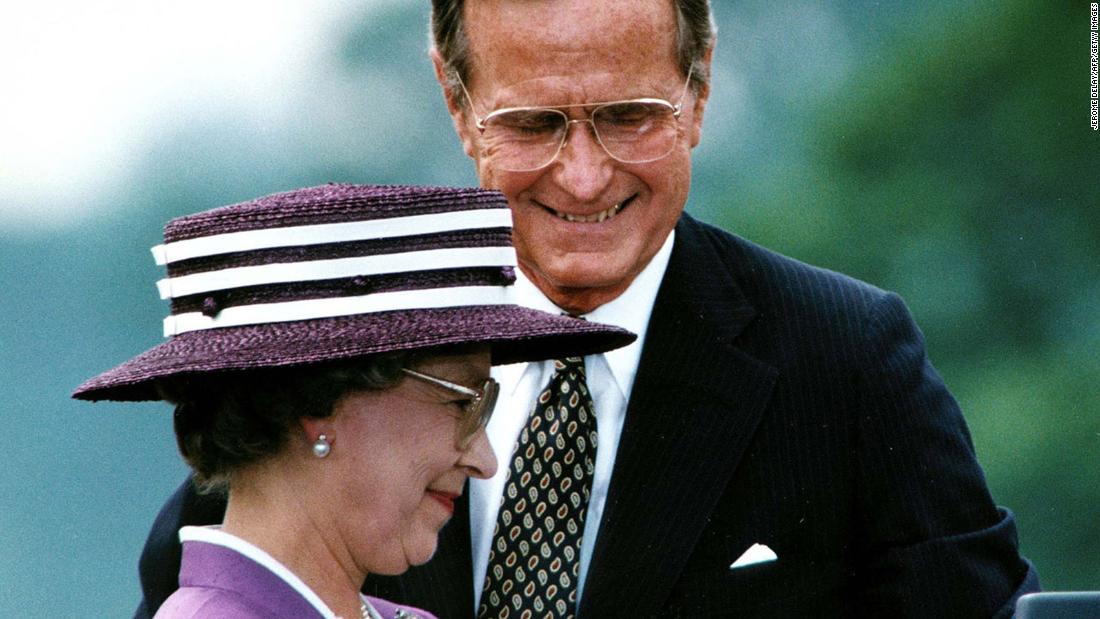 &lt;strong&gt;George H.W. Bush:&lt;/strong&gt; Bush visited the Queen at Buckingham Palace in 1989, and in May 1991, she was guest of honor at a state dinner in the White House. The pair exchanged toasts about the legacy of human rights and the rule of law bequeathed upon the United States by Great Britain. Meanwhile, the Queen spoke about her previous visits to the White House and the history of diplomatic relations between the two countries. Bush said during his welcome address: &quot;We have got a lot of things in common. Americans share the Queen&#39;s love for horses. ... Most of all what links our countries is less a place than an idea. The idea that for nearly 400 years has been America&#39;s inheritance and England&#39;s bequest: the legacy of democracy, the rule of law and basic human rights.&quot;