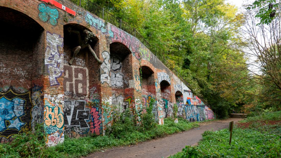 &lt;strong&gt;Public art: &lt;/strong&gt;A sculpture of an impish sprite from Cornish folklore by sculptor Marilyn Collins lies at the abandoned Crouch End station, located along the Parkland Walk in North London.