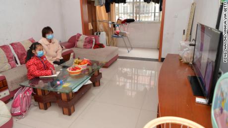 A student attends an online class at home in Nanchang City, in east China&#39;s Jiangxi Province, February 10, 2020. 