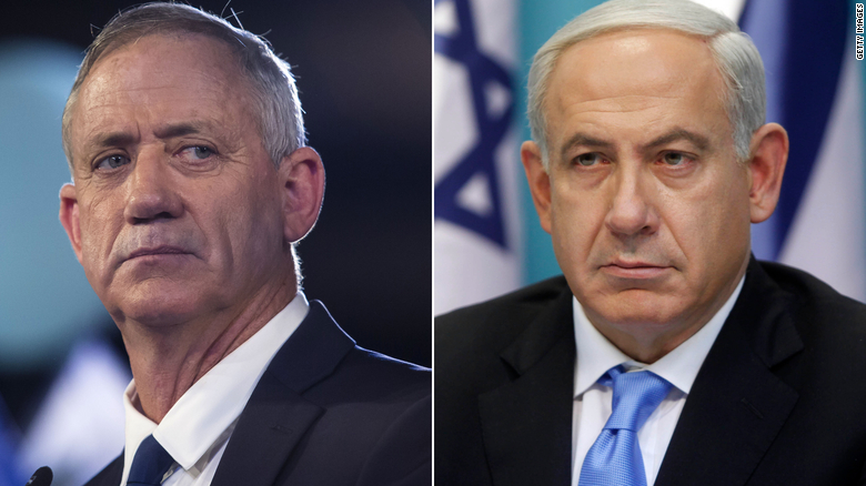 Israel&#39;s Prime Minister Benjamin Netanyahu and Blue and White party leader Benny Gantz.