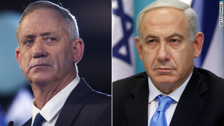 Israel&#39;s Prime Minister Benjamin Netanyahu and Blue and White party leader Benny Gantz.