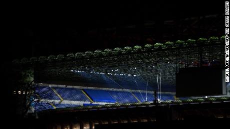 The San Siro stadium is empty after closing to the public as a precaution against coronavirus.