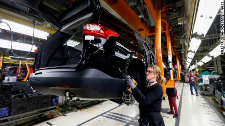 General Motors Chevrolet Traverse and Buick Enclave vehicles go through the assembly line at the General Motors Lansing Delta Township Assembly Plant on February 21, 2020 in Lansing, Michigan.