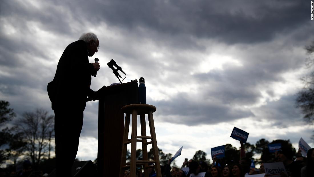 Sanders speaks during a campaign event on Friday.