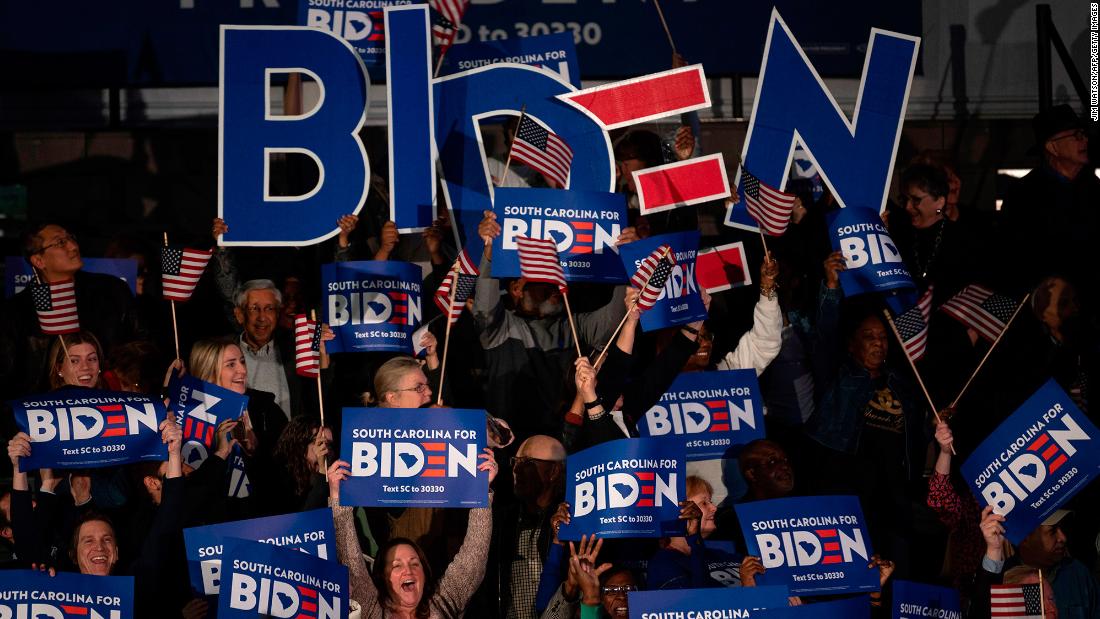 Supporters cheer for Biden in Columbia.