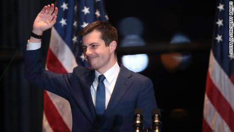 Pete Buttigieg announces he is ending his campaign during a speech at the Century Center on March 01, 2020 in South Bend, Indiana.