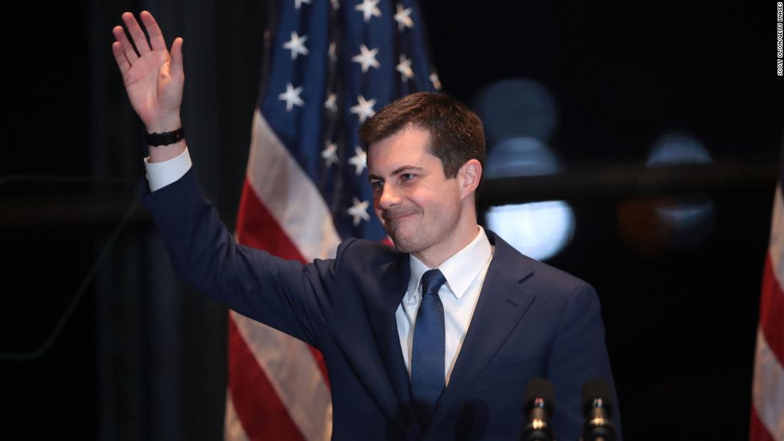 Buttigieg announces the end of his presidential campaign at an event in South Bend, Indiana, in March 2020.