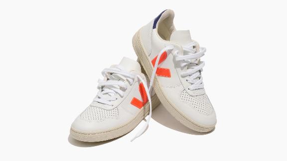 Veja Leather V-10 Sneakers in Neon