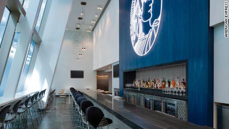 The main bar at the new Amex Centurion Lounge at LAX.