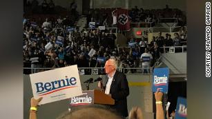 Nazi flag waved by a man at a Bernie Sanders event sparks outcry