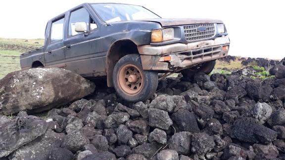 Image result for Easter Island: Anger after truck crashes into sacred statue