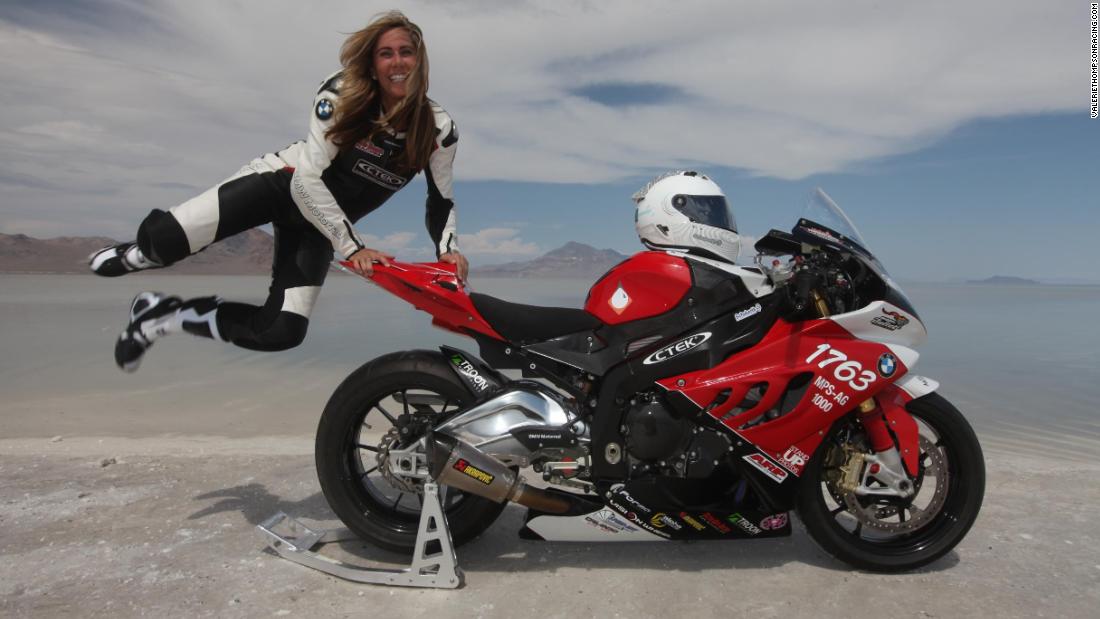 Valerie Thompson is in the business of breaking record -- be it on two or four wheels ...
